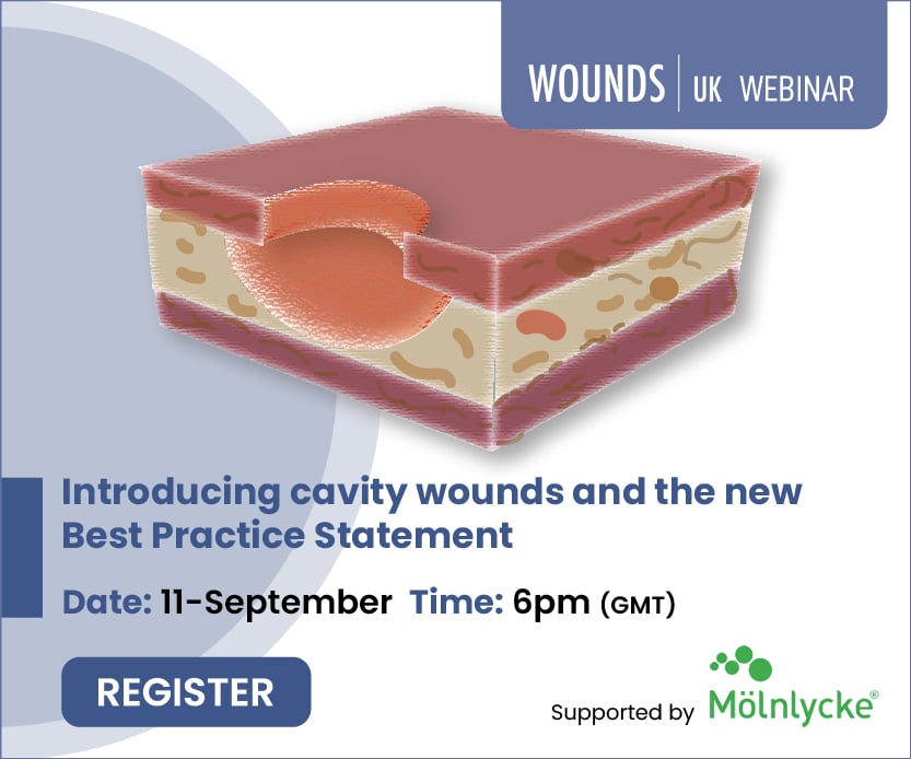 Wounds_UK's tweet photo. Join us on 11 September at 6pm for a focused session on cavity wounds and the new Best Practice Statement.

Fiona Downie and Kim Whitlock share key clinical insights, practical strategies, and updates on advanced dressings. Book now!

https://t.co/B6Hhaaovjm https://t.co/20rhI60GBI