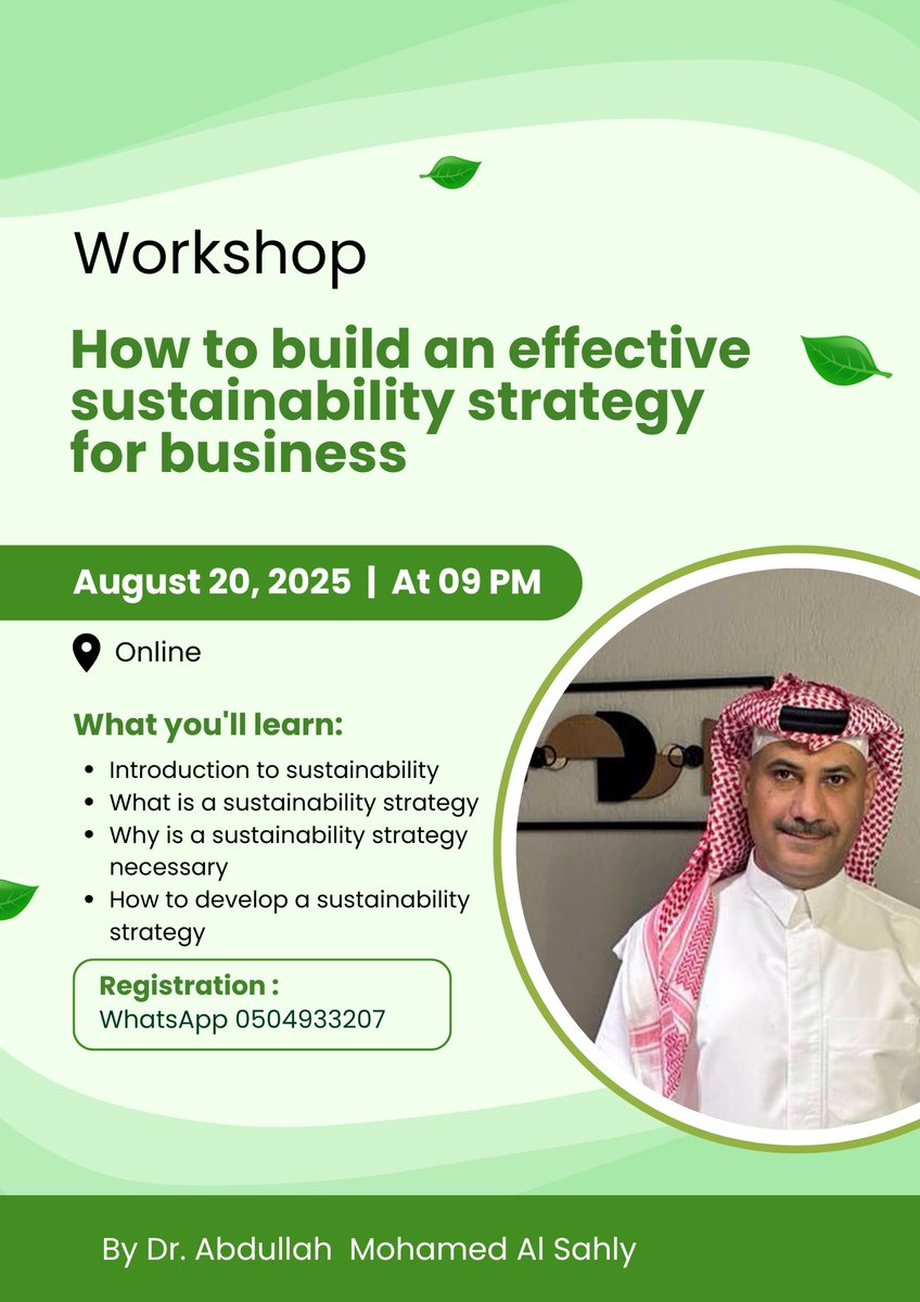 يسعدنا دعوتكم جميعاً لحضور الورشة التدريبية القادمة مجاناً 

للتسجيل chat.whatsapp.com/L4OdeY49GvrBwD…