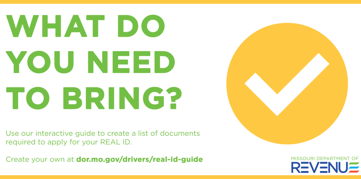 MissouriRevenue's tweet image. When you apply for your #REALID, you must bring original documents that are not torn, laminated, erased, counterfeit, or altered in any way. Create your own list using our interactive guide at loom.ly/6zx5ZD8 #REALIDready