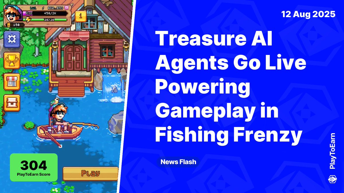 Treasure AI Agents Go Live on Ronin, Powering Automated Gameplay in Fishing Frenzy 🤖

PlayToEarn Score: 304 📈

🎮 <a href="/Treasure_DAO/">Treasure</a> has launched its customizable AI agents - automate gameplay in <a href="/FishingFrenzyCo/">Fishing Frenzy</a>, agents fish, cook &amp; collect rewards while you're away

Read more 🧵