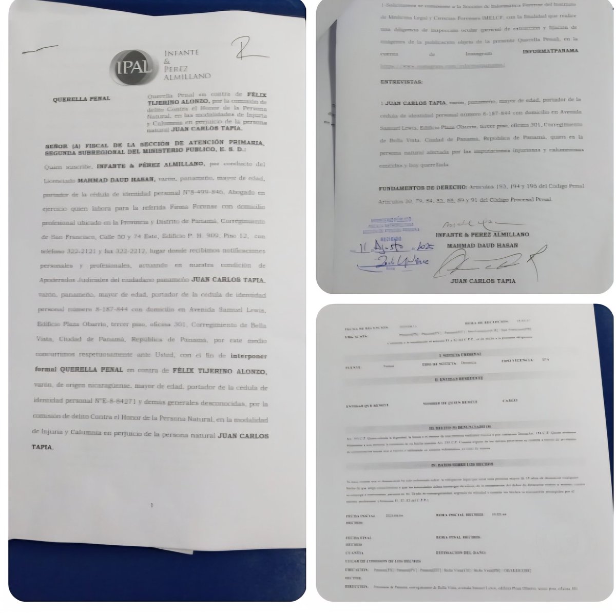 Ayer mis abogados terminaron de redactar y presentaron la demanda por calumnia e injuria al periodista Nicaragüense Felix Tijerino. Tendrá que probar en un tribunal todas las calumnias e injurias que ha proferido a mi persona.