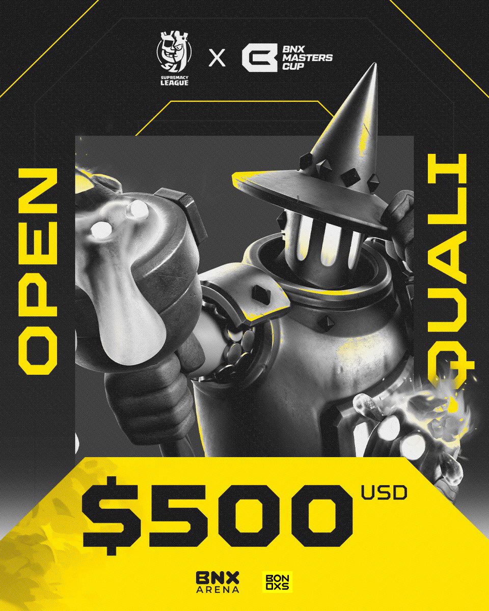 🟡 𝐒𝐔𝐏𝐑𝐄𝐌𝐀𝐂𝐘 𝐁𝐍𝐗 𝐂𝐔𝐏 🏆

Información oficial:
- ¡$500 USD en premios! 🔥
- 8 clasificatorios abiertos ⚔️
- 16 invitados 👑 + 16 clasificados 🎮

📌 Fase de Grupos: 4 grupos de 8 (Round Robin)
📌 Playoffs: Top 12 – Doble Eliminación (Formato CRL)

📲 Juega desde la