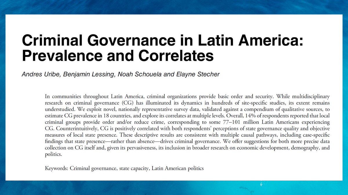 PoPpublicsphere's tweet image. NOW OUT ON FIRSTVIEW!!

#Criminal #Governance in #Latin #America: Prevalence and Correlates

By Andres Uribe, @BigBigBLessing, @noahschouela &amp;amp; @ElayneStecher

doi.org/10.1017/S15375…