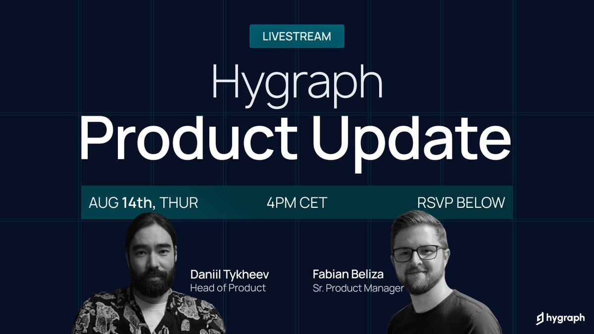 We’ll be LIVE this Thursday, Aug 14 at 4 PM CEST with our product team to share @Hygraph’s latest features! 🚀

👨‍💻For devs: Schema as Code, future sneak peeks
✍️For editors: Content Loader, Version Comparison, Finder, Workflows, #DeepL

➕ Add to calendar: calendarlink.com/event/qZbX1