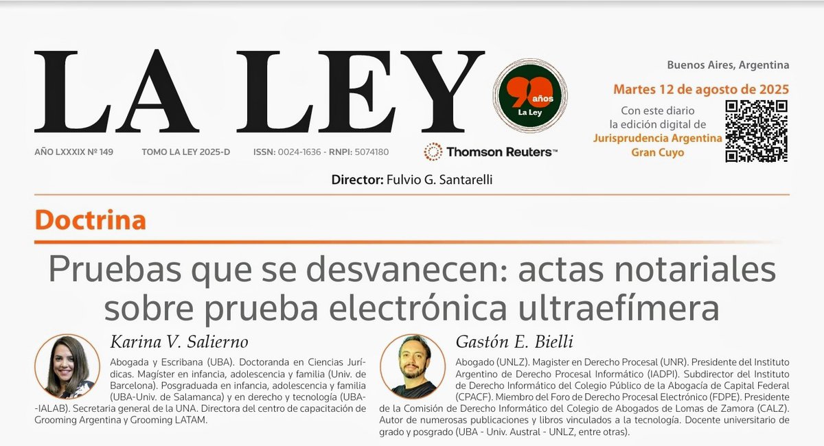 "Pruebas que se desvanecen: actas notariales sobre prueba electrónica ultra efímera".

Artículo de doctrina que publicamos para Thomson Reuters - La Ley.

¿Como se debe actuar ante mensajes de una sola visualización o frente a Stories de Instagram?

Sigue 👇