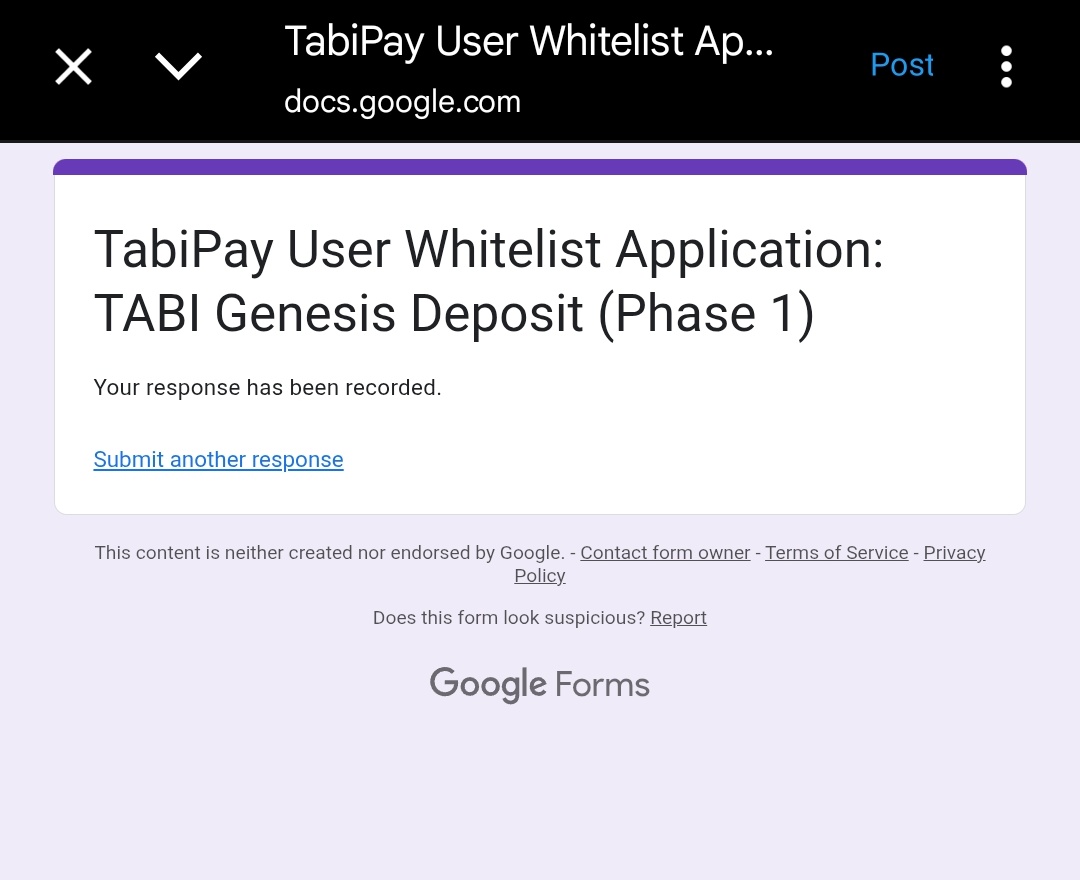 The deposit whitelist for <a href="/TabiPayHQ/">TabiPay</a> is opening early for you.

Fill out the form before 00:00 UTC, 15 Aug 2025 to grab your Genesis Deposit slot before everyone else:

You’ll need to fill up:
1. TabiPay ID
2. TabiPay invite code
3. ETH wallet address
4. Discord username

Spot