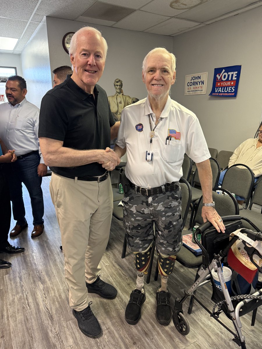JohnCornyn's tweet photo. Great to be with an enthusiastic group of @EPTXGOP faithful at their county headquarters! Thanks to their hard work &amp; @realDonaldTrump’s incredible campaign, El Paso County has seen a steady uptick in Republican voters. I look forward to seeing their successes in 2026. #KeepTXred https://t.co/u8ETGWrcYZ