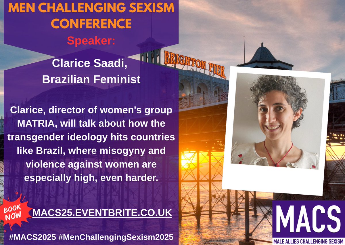 Honoured that Clarice Saadi, Brazilian feminist &amp; director of <a href="/MATRIAoficial/">MATRIA (Brasil)</a> will speak at #MACS25 about the threats of transgender ideology to the sex-based rights of women &amp; girls in Brazil.

macs25.eventbrite.com

#MenChallengingSexism2025 #SexBasedRights #MATRIABrazil