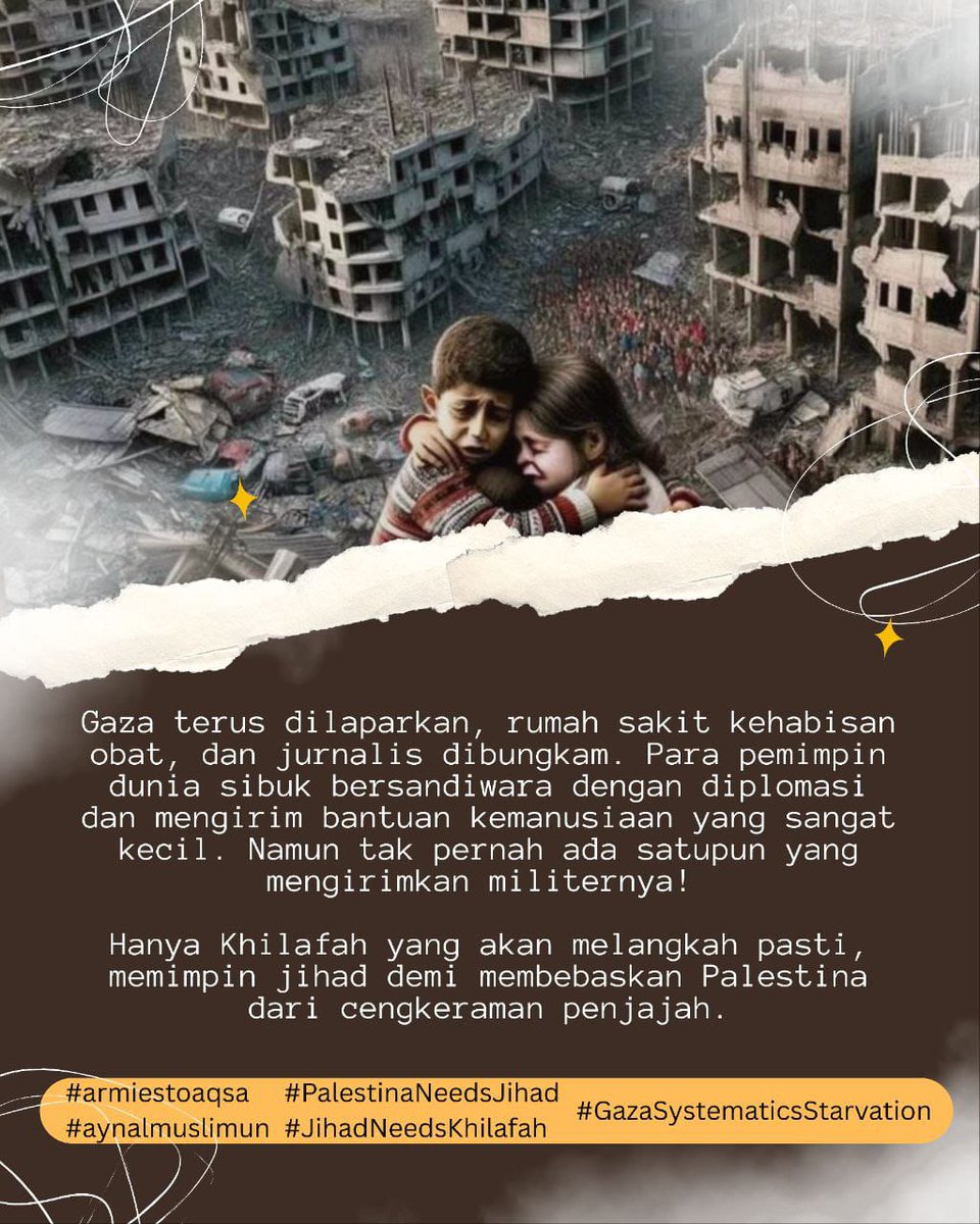 Bundaelly5's tweet photo. Mau sampai kapan kedzaliman ini kita saksikan??
#GazaSystematicsStarvation
#armiestoaqsa
#aynalmuslimun 
#PalestinaNeedsJihad
#JihadNeedsKhilafah https://t.co/qRocJrw9X5