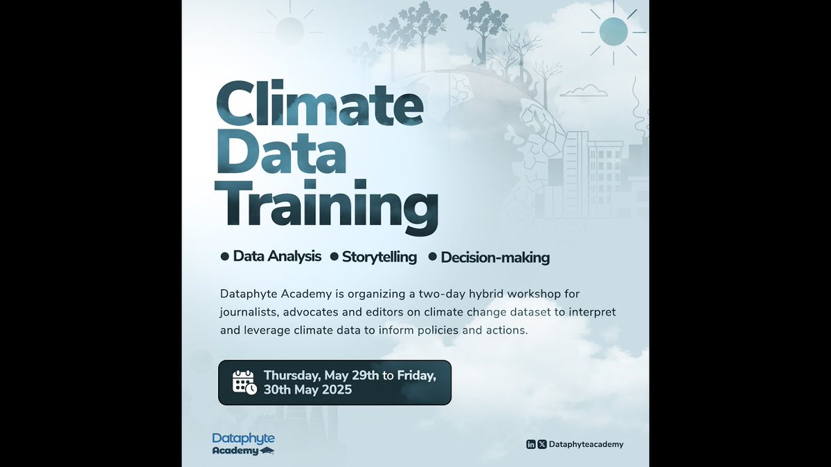 DataphytAcademy's tweet image. Understanding climate change starts with understanding the data.

At our Climate Data Lab, journalists and advocates learned to turn climate data into tools for action and tell informed, impactful stories.

Watch Day 1: bit.ly/Climate-Data-D…
#datajournalism #datafordevelopment