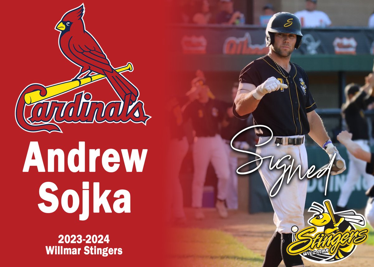 Congratulations to Andrew Sojka on signing with the St. Louis Cardinals!

- 2024 NWL MVP
- Stingers All-Time Leader in Batting Average, Home Runs, Stolen Bases and Runs Scored.

#Stingem