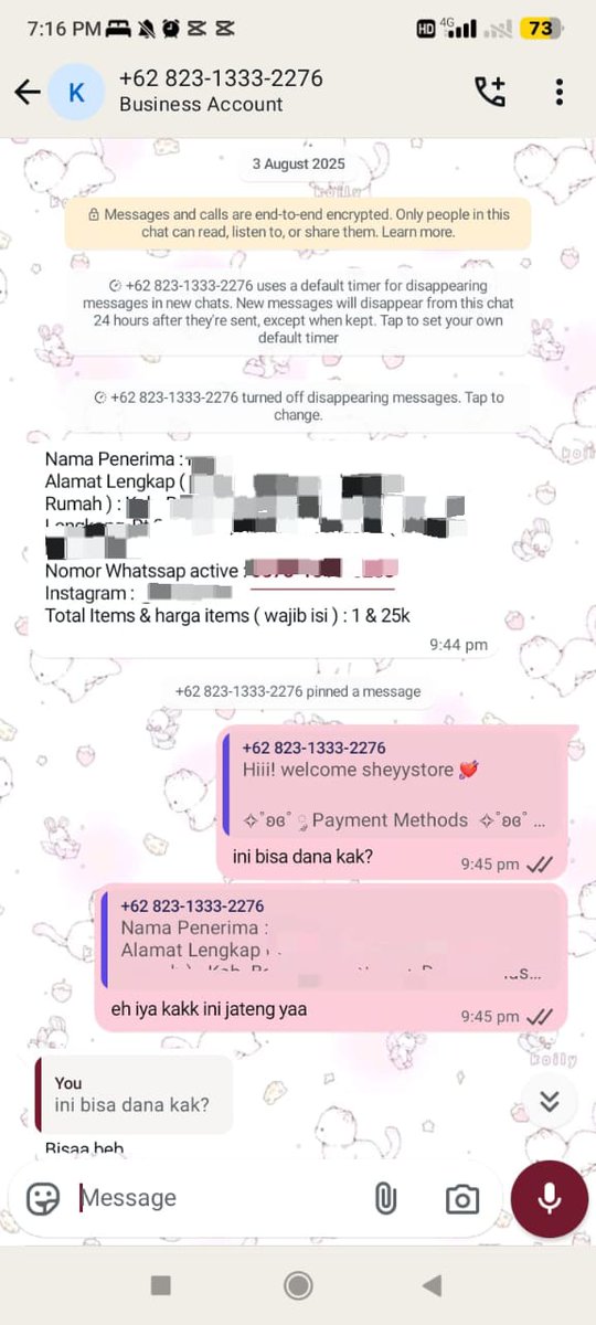 terebellion's tweet photo. ❗SCAMMER❗
JAHAT BANGET NIPU TEMENKU YANG MINOR + YATIM PIATU. Hati-hati buat kalian yang sering hunting barang preloved. Pelaku sengaja nyalain timer 24 jam buat menghilangkan bukti transaksi. Ini bukti chat yang masih selamat.
KONTAK SCAMMER
0823-1333-2276 @/ilsheystore https://t.co/EnONll0al9