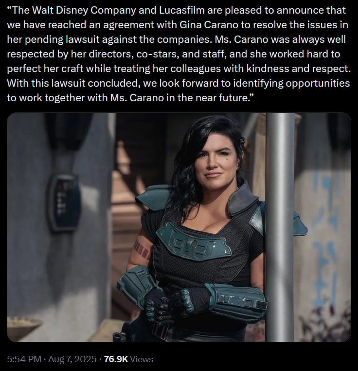 BeatboxSkeleton's tweet photo. @RLCubsFan @rprez2012 Sounds like Disney is apologizing here. It also sounds like they want to look for opportunities to work together. Monetary settlements are often kept private, but I wouldn't be surprised if she got some money based on the tone here. Either way she forced Disney to be amicable. https://t.co/pdUvH1filC