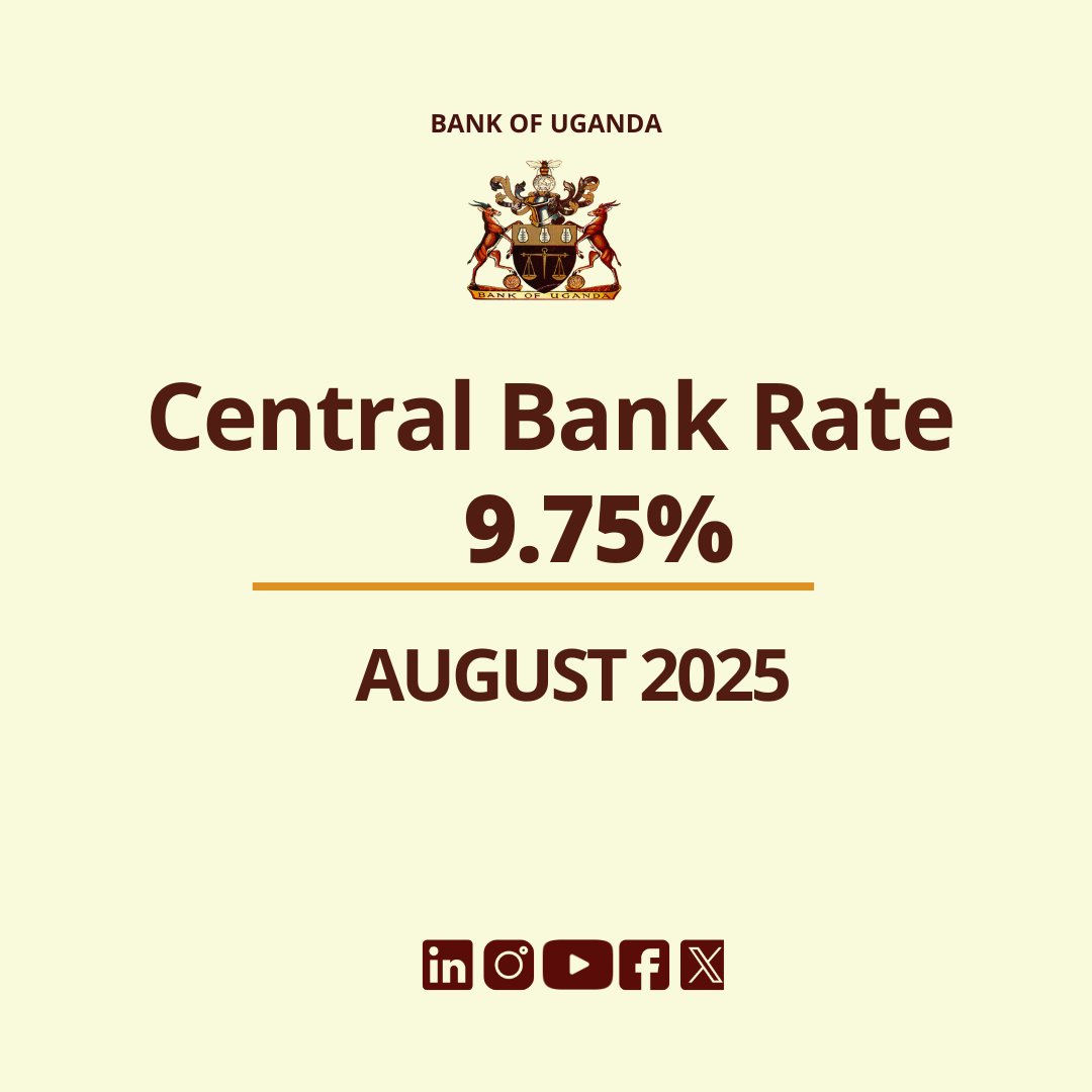 UPDATE: On 12 August 2025, the Monetary Policy Committee (MPC) of the Bank of Uganda (BoU) maintained the Central Bank Rate (CBR) at 9.75%, reflecting persistent global economic uncertainty stemming from evolving trade dynamics and recurring geopolitical tensions.

Read the full
