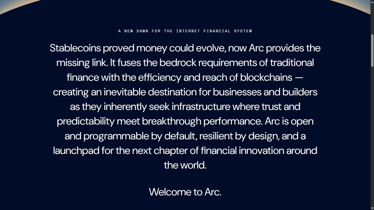 morsyxbt's tweet image. 🧩Early Alpha Project : @arc 
official product of  : @circle
only 2k followers on X right now

funds raised : $2B
at $3.5B valuation
domain link : arcnetwork.xyz

arc is a purpose built EVM compatible L1 blockchain advancing the frontier of stablecoin finance and…