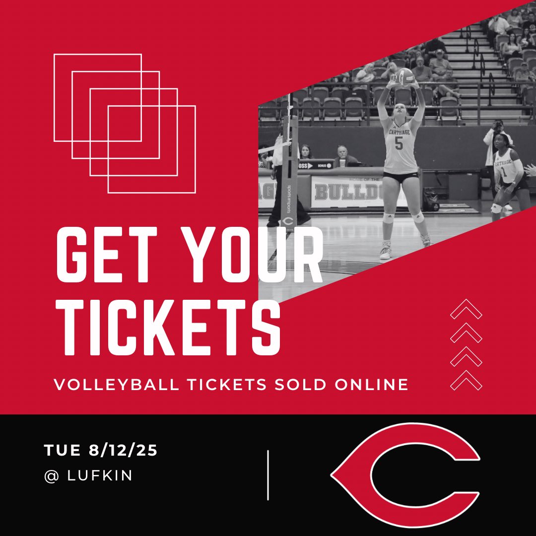 carthagedawgs's tweet photo. 🎟️ Lady Dawgs Volleyball is in action tonight at Lufkin! 🐾

Get your tickets online here: https://t.co/6DPU1ZEpDx

#GoDawgs #LadyDawgs #CarthageVolleyball https://t.co/8QRIhoIDCy