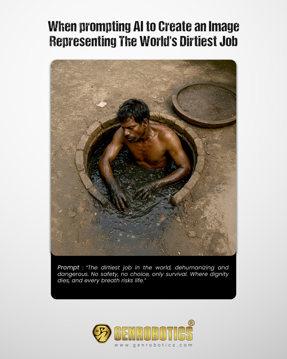 🤖 Even AI recognizes it

The most inhumane work isn’t a relic of the past 📜 or a dystopia of the future 🚫🤖, it exists today. It’s time we ended manual scavenging ✊

🚫 It's time to end manual scavenging—for good. Be part of the movement by adopting the Bandicoot Robot for