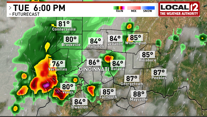 TeraBlake's tweet photo. ⚡Storms make a return to the Tri-State over the next few days. . .more on what to expect at your house at NOON on @Local12! https://t.co/vw1k09hfcZ