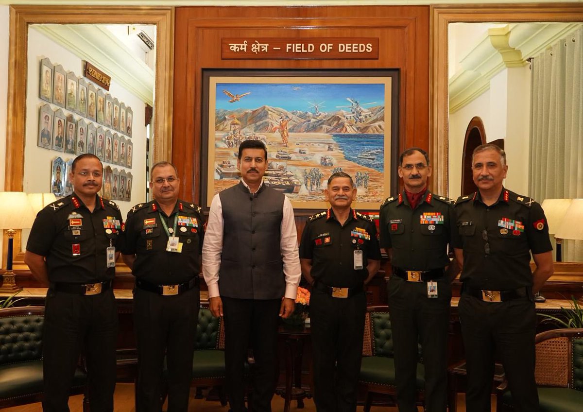 Ra_THORe's tweet photo. Met the Chief of Army Staff and senior generals at Army HQ today, comrades from my soldiering years.

Complimented them on the brilliant Operation Sindoor, a textbook display of planning, precision, technology, and jointmanship.

India struck deep, countered decisively, controlled escalation on our terms, and ended the conflict with clarity and confidence.

Proud to see the spirit of the Indian soldier sharp in mind, steady in action, and unshakable in resolve. Alive and Unstoppable!

Once a soldier, always a soldier. Jai Hind 🇮🇳