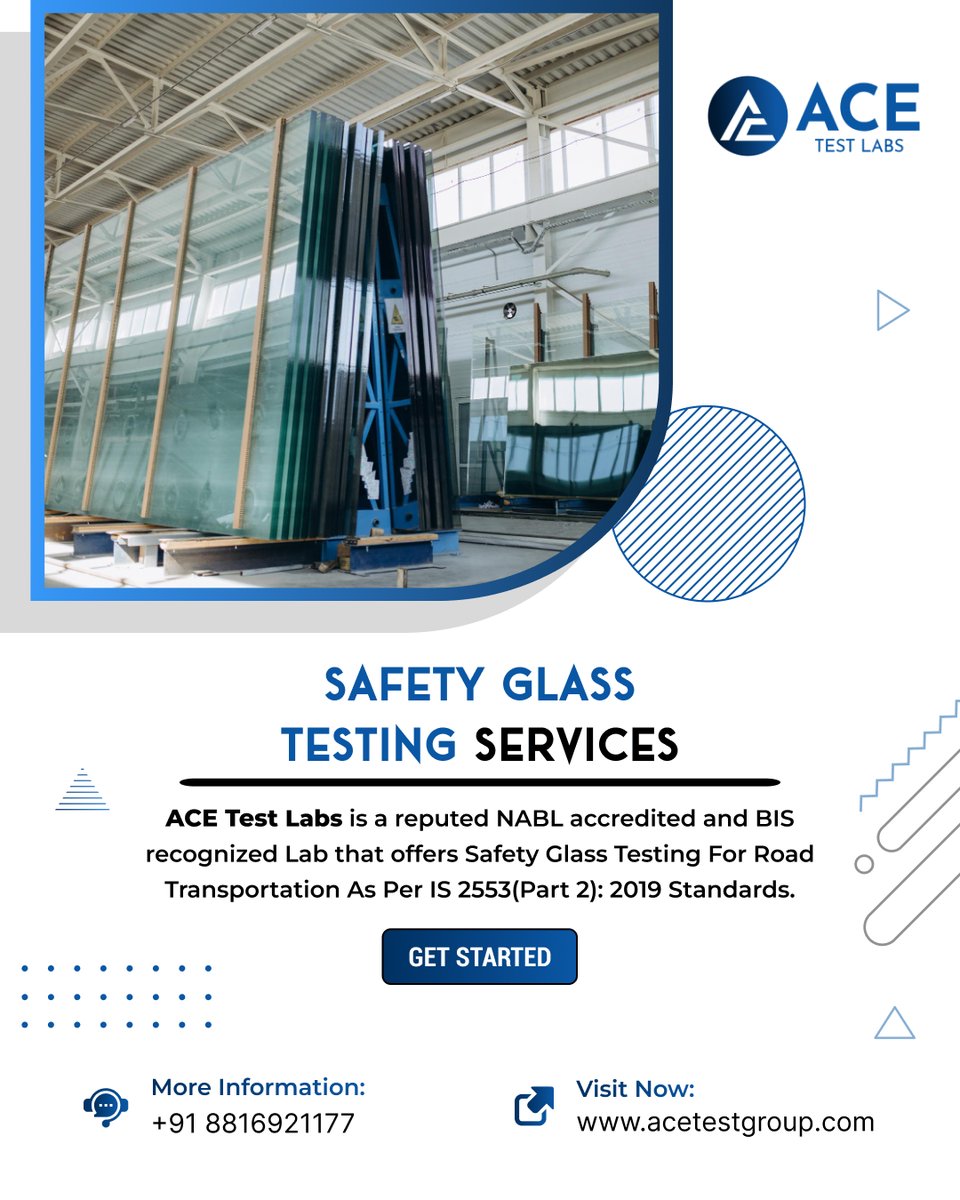 AceTestLabs's tweet image. Looking for reliable testing and inspection services for #glass for road transportation? Then you are at the right place. @AceTestLabs offers #glasstesting as per IS 2553(Part 2): 2019 standards to reduce the risk of harm to users.
☎️: +91 8816921177
🌐: acetestgroup.com
