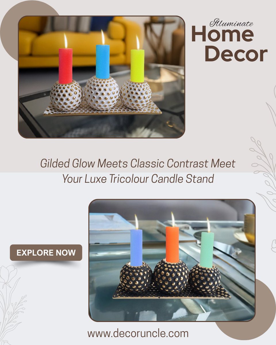 DecorUncle's tweet image. ✨"Meet the candle stand that turns every moment into a statement. With gilded elegance, striking black contrast, and crisp white accents this tri‑tone beauty blends luxury "🕯️💫

🔗 Explore Our Collection:  decoruncle.com/category/candl…

#candlestand #homedecor #interiordesign