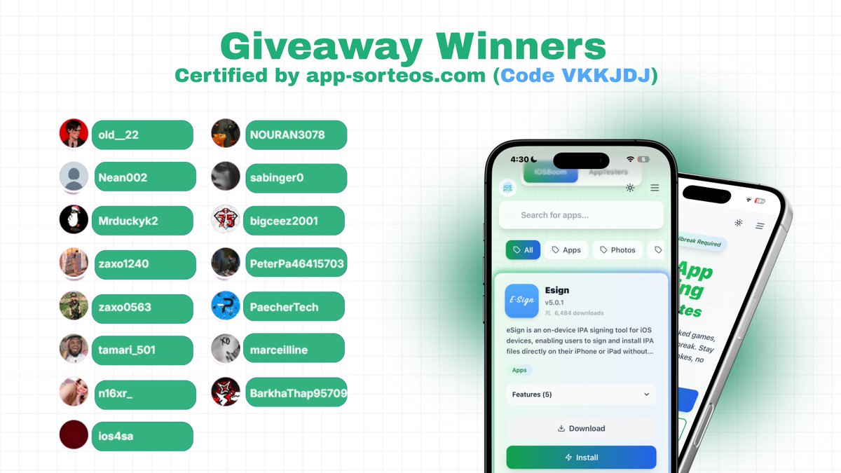 iosboom's tweet image. GIVEAWAY ENDED 🥳

Winners : 
1. @old__22
2. @NOURAN3078
3. @Nean002
4. @sabinger0
5. @Mrduckyk2
6. @bigceez2001
7. @zaxo1240
8. @PeterPa46415703
9. @zaxo0563
10. @PaecherTech
11. @tamari_501
12. @marceilline
13. @n16xr_
14. @BarkhaThap95709
15. @ios4sa

 Certified by…