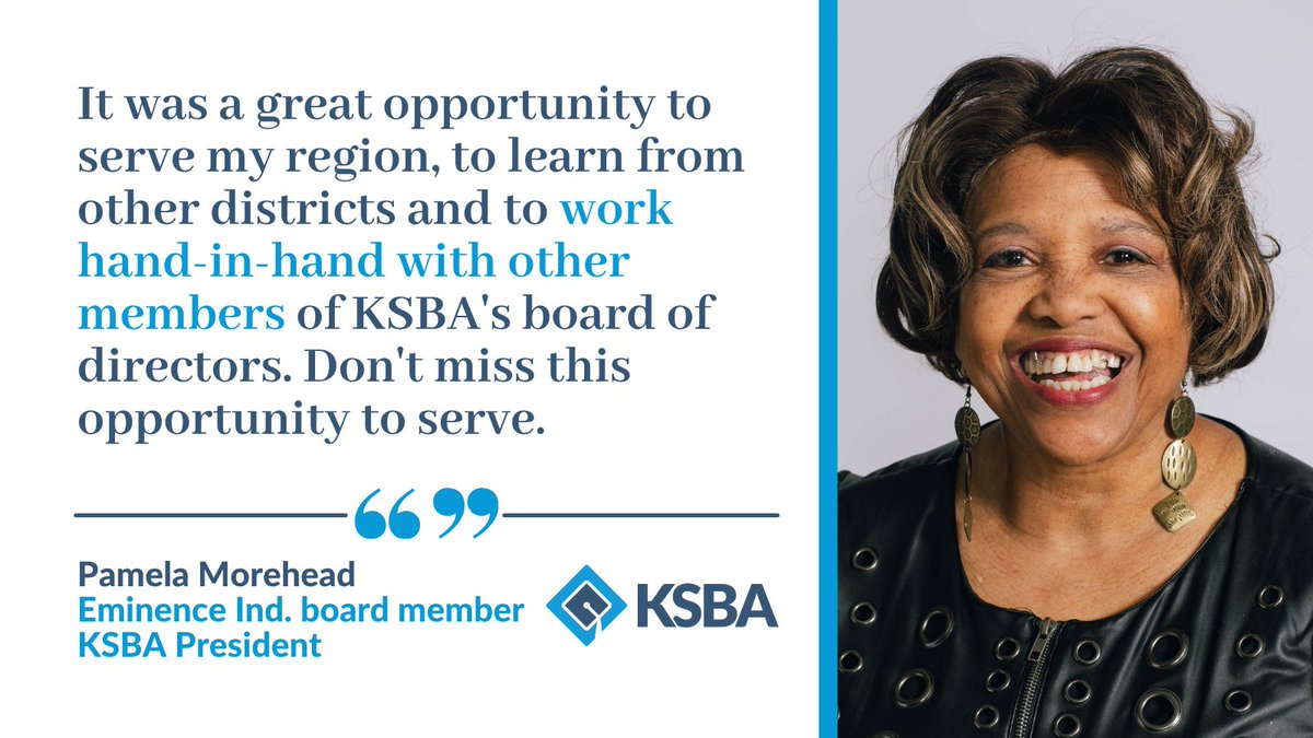 🚨Leadership opportunities!🚨 6 of KSBA’s 12 regions elect new Regional Directors this fall. Nomination deadlines are quickly approaching for  Eastern KY North (8/13), Upper KY River (8/15) and Central KY (8/18) regions. More info &amp; nomination forms: ksba.org/BoardofDirecto…