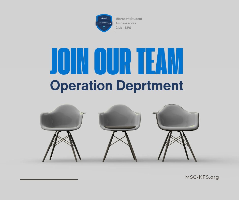 Be part of the team that keeps everything running smoothly.
Join our Operation Department for the new season.

                        Join Our Team

Apply now through this link: 
forms.office.com/e/sEPp0FyKSE

 #MicrosoftStudentAmbassadors #JoinOurTeam #OperationDepartment