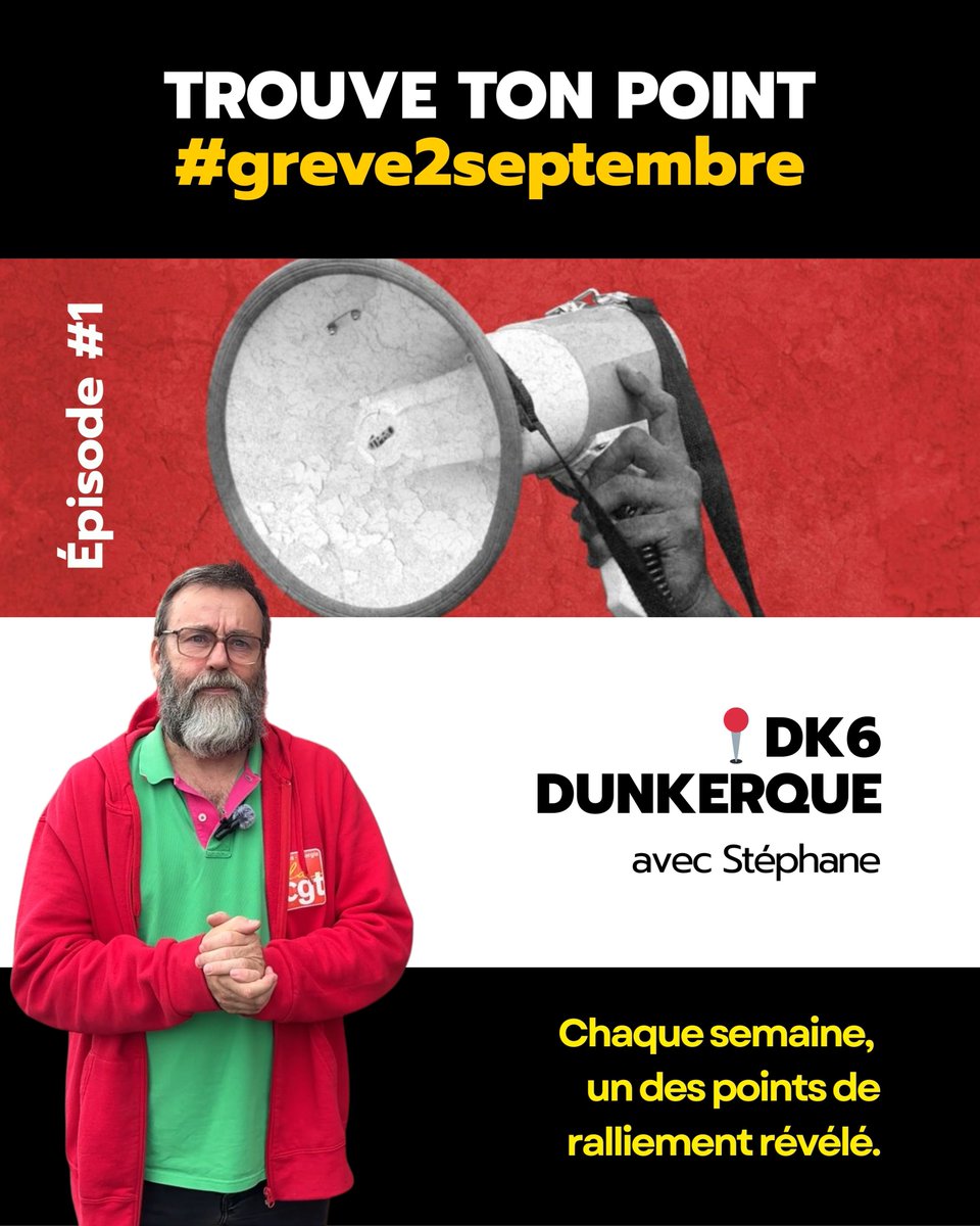 🎬 Grève des agents IEG le 2 septembre
TROUVE TON POINT #episode1
📍 DK6 – Dunkerque, avec Stéphane

On se mobilise !
Partout en France et dans les DOM-TOM
Chaque semaine jusqu’au 2 septembre : un point révélé.

👉Episode 1 : instagram.com/reel/DNQVxRPIe…