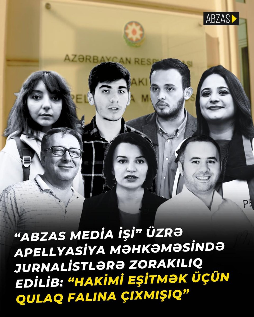 Avqustun 12-də Bakı Apellyasiya Məhkəməsində “Abzas Media” işi üzrə hazırlıq iclası keçirilib. 

Hakim Zəfər Əhmədovun sədrliyi ilə keçirilən məhkəmədə nəşrin qadın əməkdaşlarına qarşı zorakılıq olub, vəsatətlər təmin edilməyib.

Prosesdə vəkillər həbsdə olan Ülvi Həsənli,