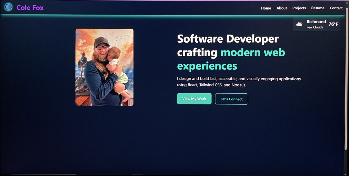Just a little sneak peak of my portfolio website!

Finishing up a few things and deploying it this week!

#React #tailwindcss #Vite #Portfolio #Website.