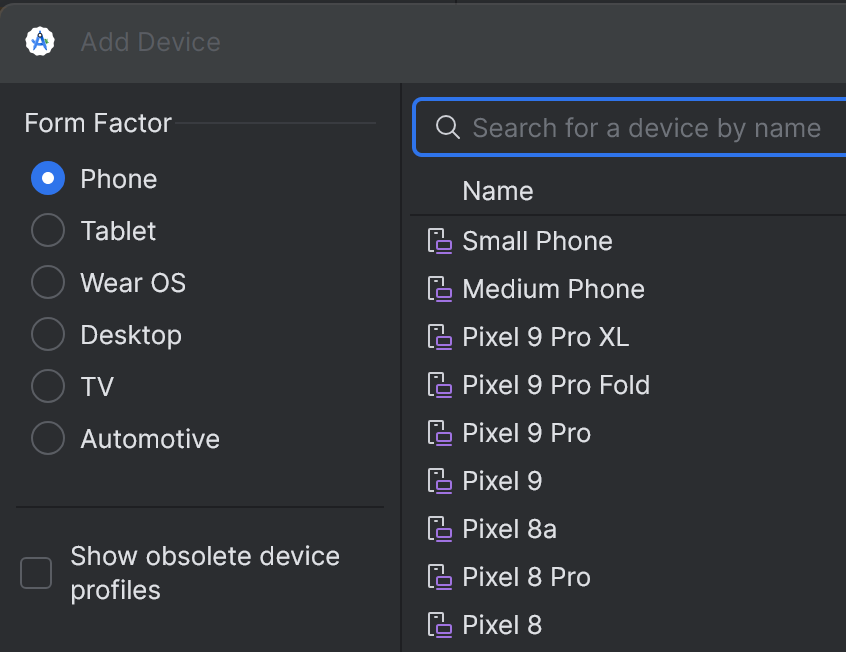 Android Studio のVirtual Device追加画面が、上二つとResizableの計3点だけになる謎のバグにさっき遭遇した
再起動したら治ったけど、まさかの我が家のインターネットの問題である可能性があるの怖い