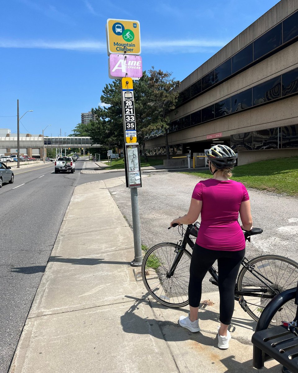 Climb the mountain with HSR! HSR offers free rides up and down the escarpment for cyclists year-round. Look for the Mountain Climber signs at bus stops at the top and bottom of the escarpment accesses. hamilton.ca/BikesOnBuses

#BikeHamOnt #HamiltonBiking #HamOnt #CycleHamOnt