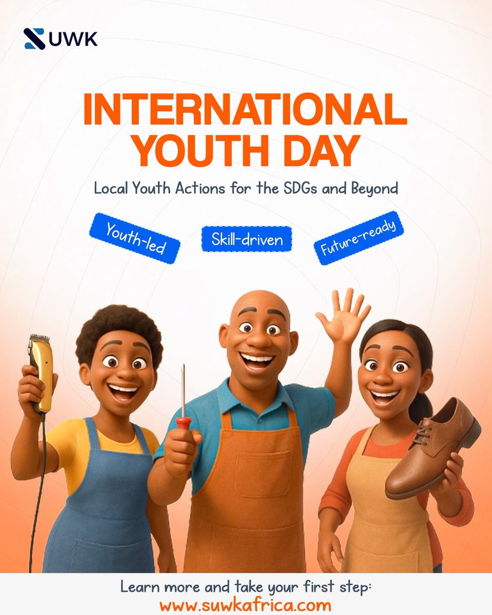 suwkhq's tweet image. This International Youth Day, we’re celebrating youths who take action, build skills, and create futures.

Be part of the change; start your journey at suwkafrica.com

#InternationalYouthDay #YouthLed #SkillDriven #FutureReady #SuwkAfrica #SDGs #YouthEmpowerment
