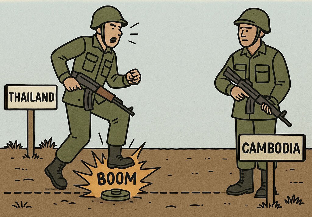 Aerie_Pink's tweet photo. If you trigger a landmine, it means you’ve trespassed and entered Cambodian territory. So why blame Cambodia for consequences you brought upon yourself? Remain within your own borders, and there will be no problems

Implement The Ceasefire Agreement
#ThailandViolatestheceasefire https://t.co/hsTgNYzQw5