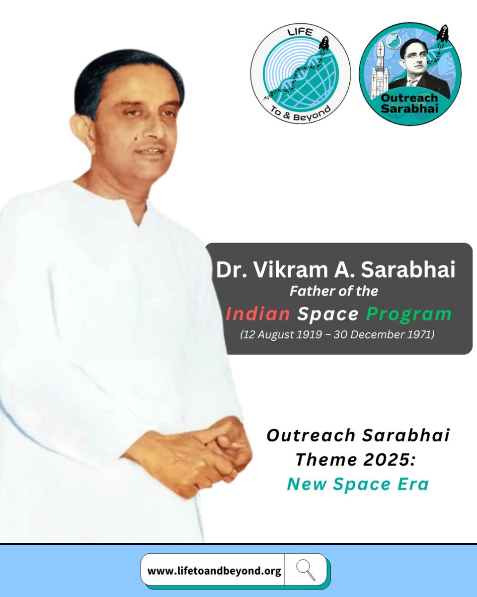 Happy #InternationalYouthDay! Today we honor Dr. #VikramSarabhai, Father of India's Space Program. Inspired by his legacy, we're igniting dialogue about space for EVERYONE!

Join us for #YoungSpaceForum2025 &amp; let's make space exploration inclusive! 
#SpaceForAll #Entrepreneurship