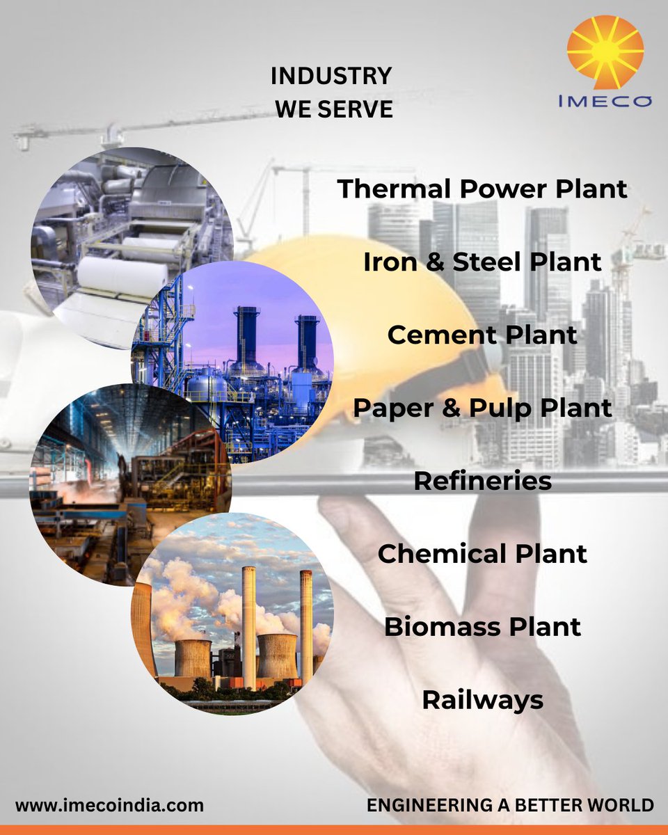 ImecoIndia's tweet photo. At IMECO, we are proud to serve a wide spectrum of industries with innovative engineering solutions and 30+ years of expertise. From Thermal Power Plants to Railways, our commitment remains the same-delivering performance, reliability, and sustainability.
#IMECO #EPC #Engineering https://t.co/bVv6rdwyDo