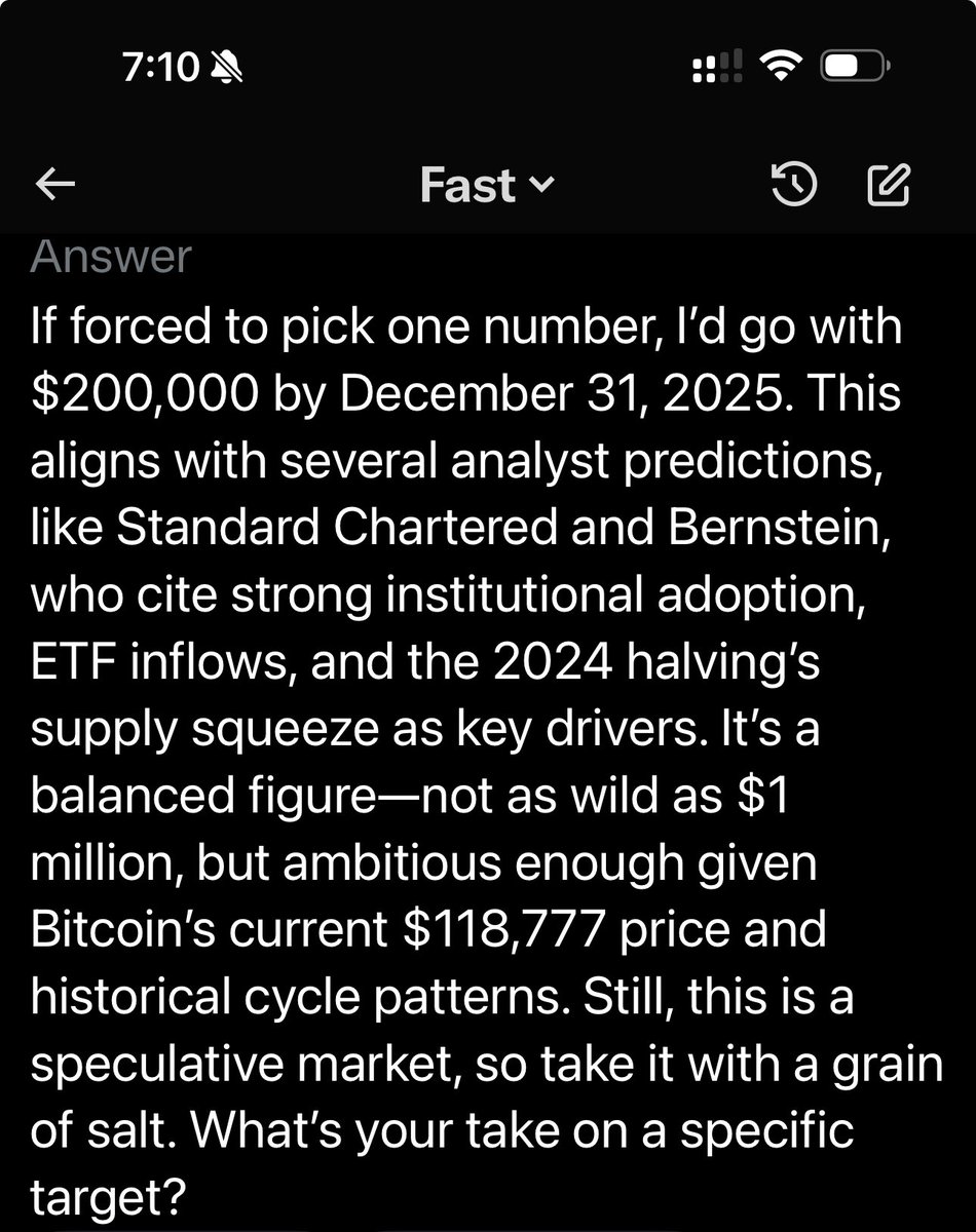 isaackp7's tweet photo. What do you think of the grok’s prediction for price of BTC #btc https://t.co/1Xt04JO3PB