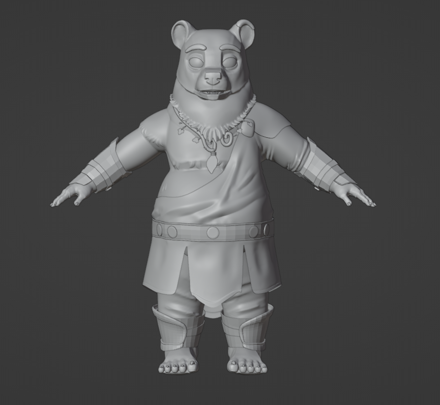 Been awhile since I last posted, but I have been making a full character model based on a bear druid. The process has been going well so far and I am going to put some more detail on the clothes.