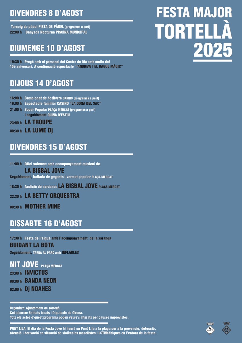 Què fer a la Garrotxa?

Festa Major de Tortellà
•
📆 Del 14 al 16 d'agost del 2025
📍 Tortellà
•
<a href="/Aj_Tortella/">Ajuntament Tortellà</a> 
•
#festamajor #tortella #festa #cultura