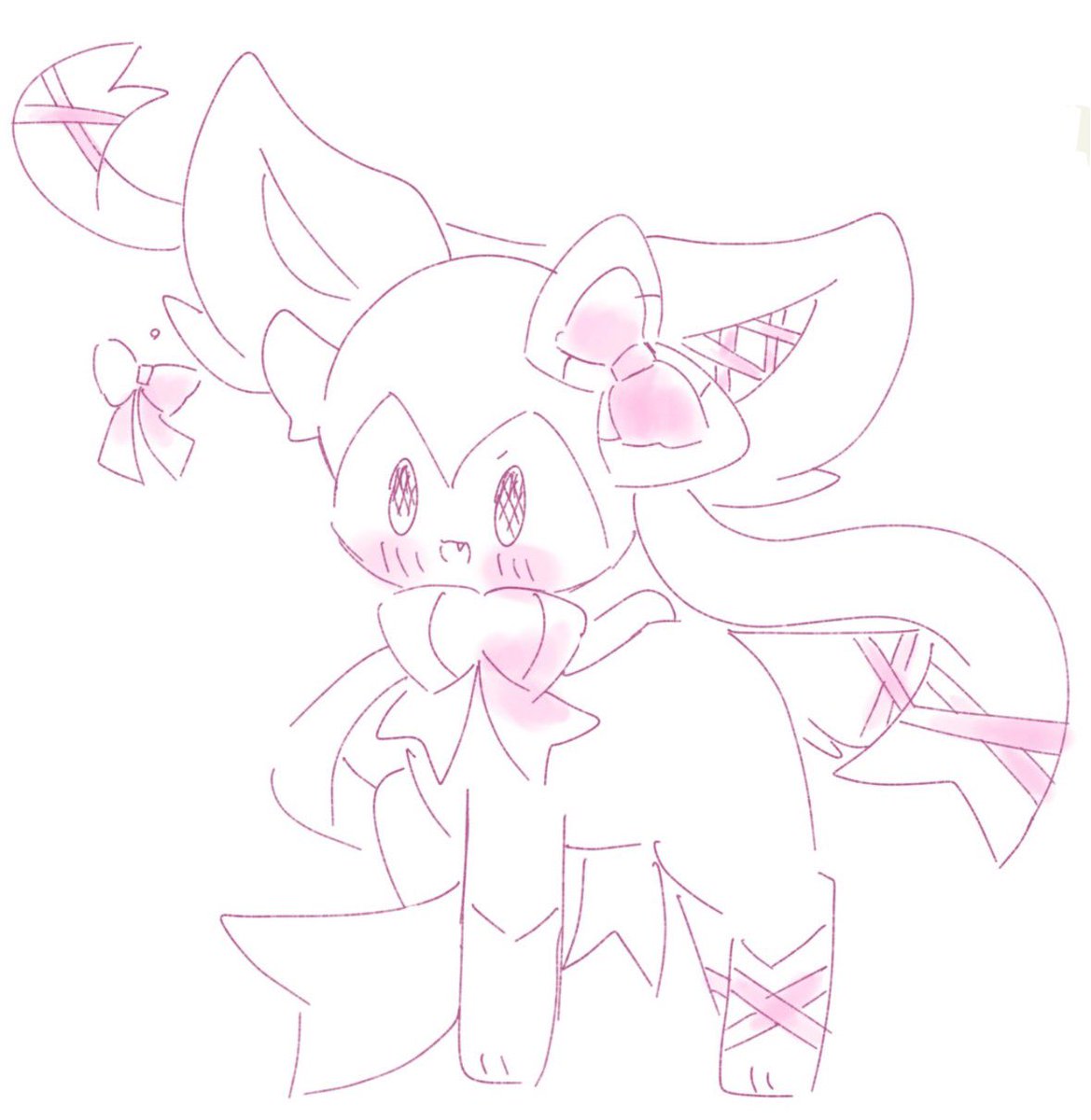 ちょっと前に貰ったリク絵の
リボンいっぱいニンフィアちゃん
#ポケモンイラスト #ニンフィア #リボン #落書き