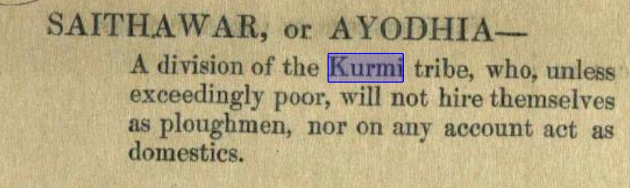 KurmiUnited's tweet photo. अवधिया कुर्मी - जो गरीब होने पर भी ख़ुद हल नहीं चलाता , न ही किसी हालत में नौकर के रूप में काम करेगा।

Publication year - 1885 https://t.co/RNPHqBQvbo