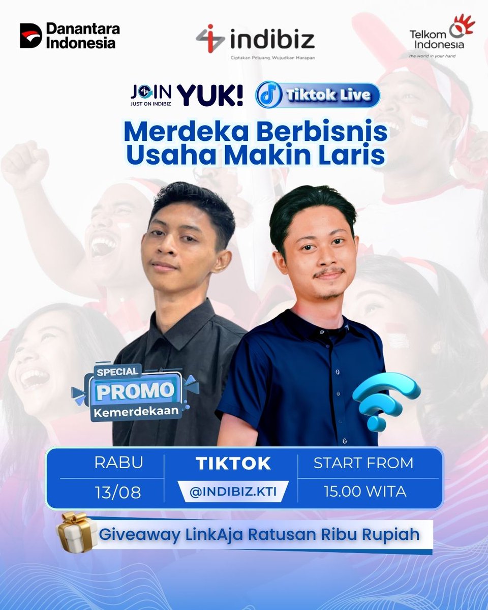 Indibiz Kawasan Timur Indonesia (@indibizkti) on Twitter photo 🇮🇩 MERDEKA-kan bisnismu bareng Indibiz!
📅 13 Agustus 2025 | 🕒 15.00 WITA
📍 LIVE TikTok <a href="/indibiz/">Sameer Kerkar</a>.kti
🎁 Giveaway 💡 Tips & promo spesial kemerdekaan
🔥 Jangan cuma scroll—ikut LIVE & #NaikKelas!
#LiveTikTok #PromoMerdeka #Giveaway #Indibiz 🇮🇩 MERDEKA-kan bisnismu bareng Indibiz!
📅 13 Agustus 2025 | 🕒 15.00 WITA
📍 LIVE TikTok <a href="/indibiz/">Sameer Kerkar</a>.kti
🎁 Giveaway 💡 Tips & promo spesial kemerdekaan
🔥 Jangan cuma scroll—ikut LIVE & #NaikKelas!
#LiveTikTok #PromoMerdeka #Giveaway #Indibiz