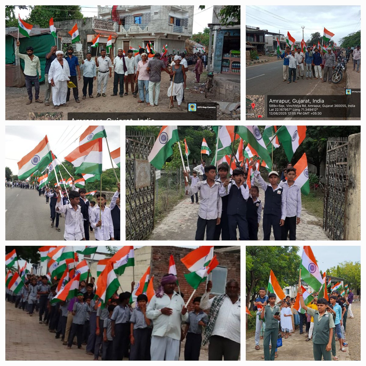 tdo_vinchhiya's tweet photo. આજ રોજ વિંછીયા તાલુકાના તમામ ગામોમાં સ્વાતંત્ર પર્વ નિમિત્તે તિરંગા યાત્રા નું  આયોજન કરવામાં આવેલ અને સ્વચ્છતાની કામગીરી કરવામાં આવેલ. @DDORAJKOT1 @CMOGuj #HarGharTiranga https://t.co/7VGPuLT9fM