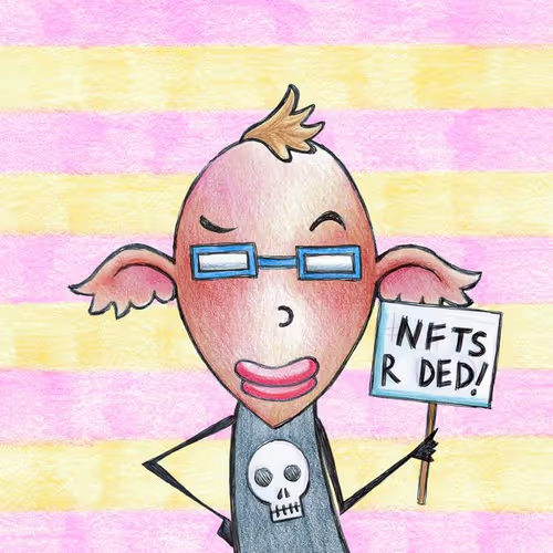 PsyborgNFT's tweet photo. Dorki's can hold an object in each hand. Everything from apples to chickens and cats to apes. The rarest object is the "NFT's R DED" sign. There are only 2 of these NFT's
https://t.co/DfoepszF5e
#NFT #wearedorkis https://t.co/Id6VqoO8Vg