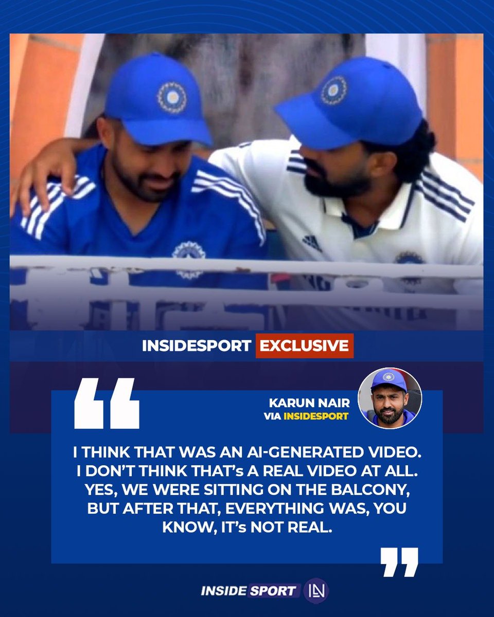 InsideSportIND's tweet image. Karun Nair has opened up on a viral video of him allegedly breaking down in dressing room while being consoled by KL Rahul.

#ENGvsIND #KarunNair #KLRahul #CricketTwitter