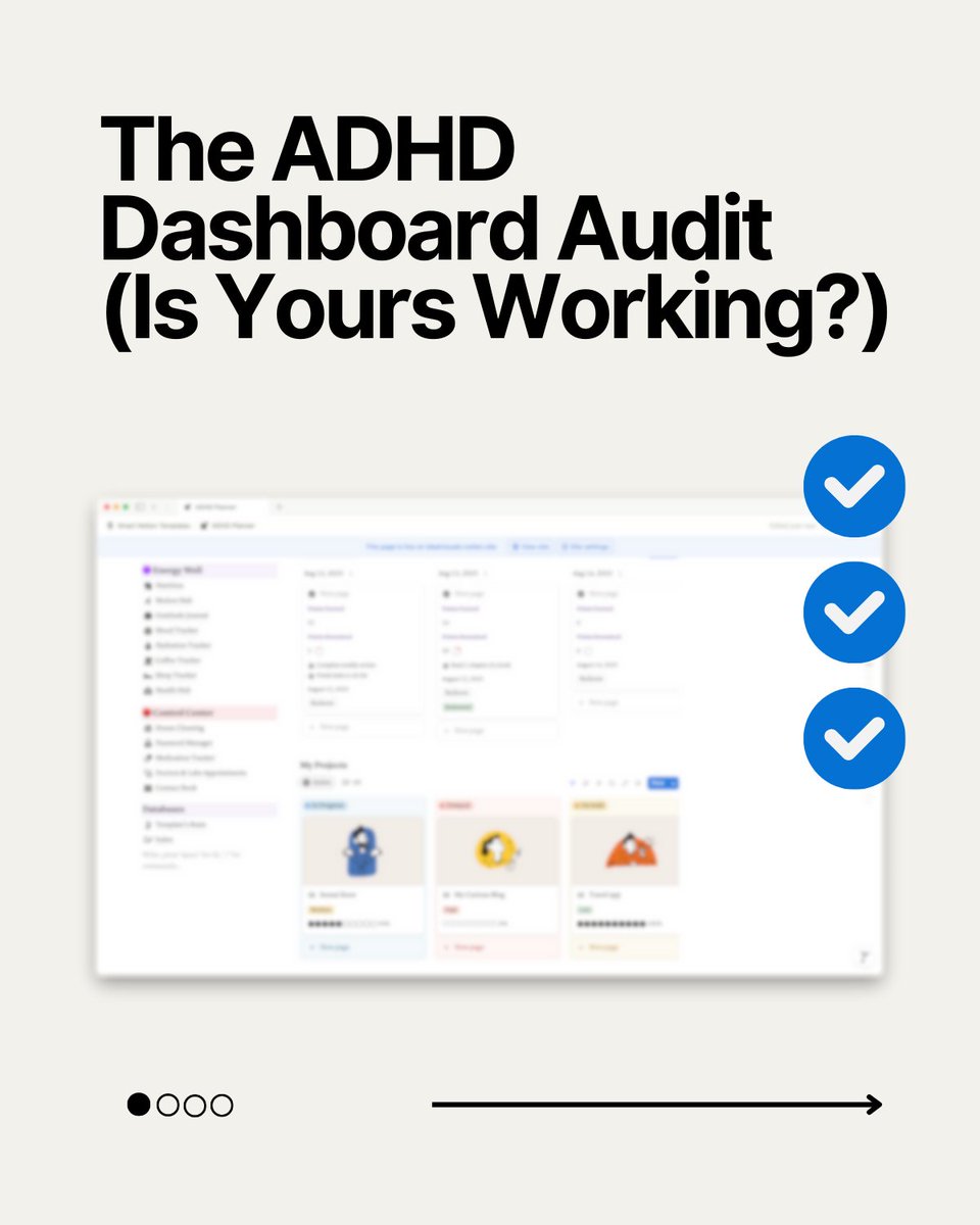 smart_notion's tweet image. If your Notion dashboard is built for productivity but feels like chaos… it’s time for an audit.
How does yours score?
💬 Drop 1–10 in the comments — I’ll reply with one actionable tip to make it ADHD-friendly.