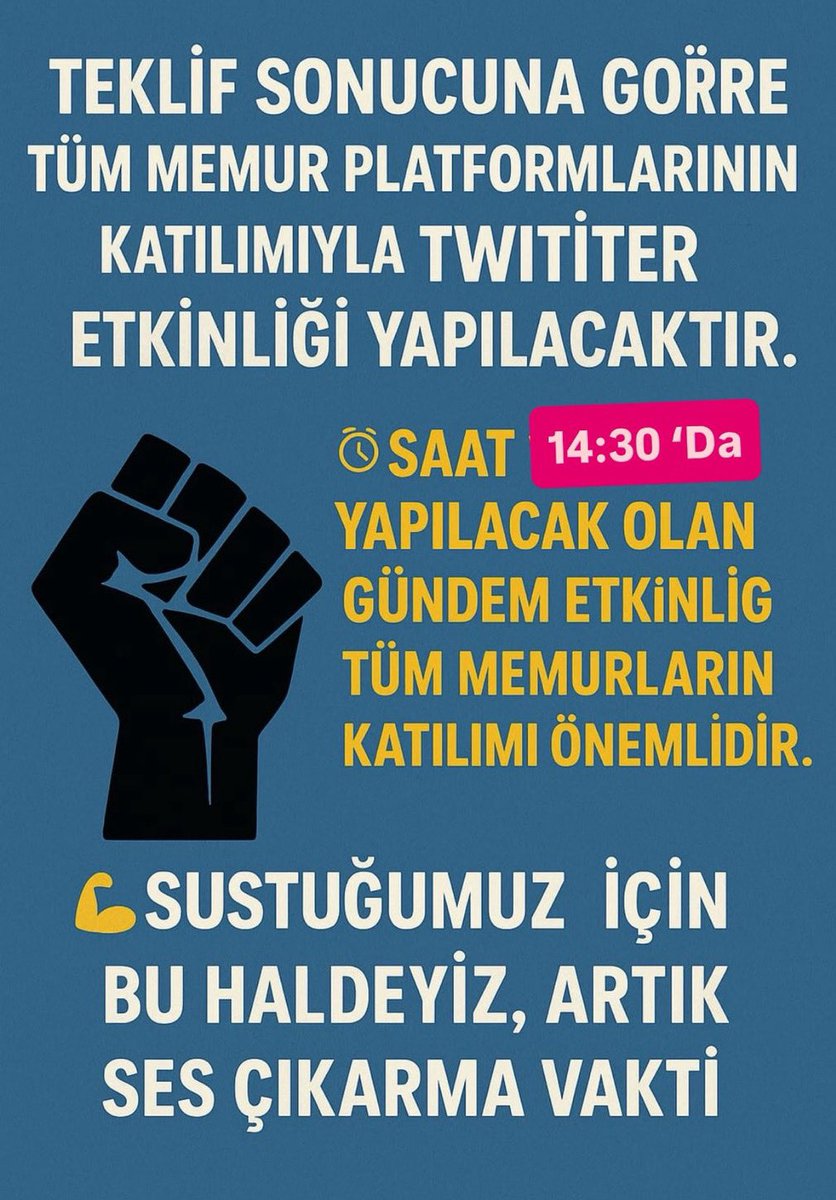 Teklif sonucuna göre saat 14:30’da hastag çalışması yapılacaktır.
Tüm memurları bekliyoruz .
#MemurTeklifBekliyor
<a href="/haber4621/">bulut cerrah</a> <a href="/MemurlarTR/">MEMURLAR TR 🇹🇷</a> <a href="/SGKvhki/">SGKda Bir Memur</a> <a href="/memurlarin_sesi/">MEMURLARIN SESİ</a> <a href="/657HakPlatformu/">657 HAK PLATFORMU</a> <a href="/MemurHaklar/">Memur Hakları</a>