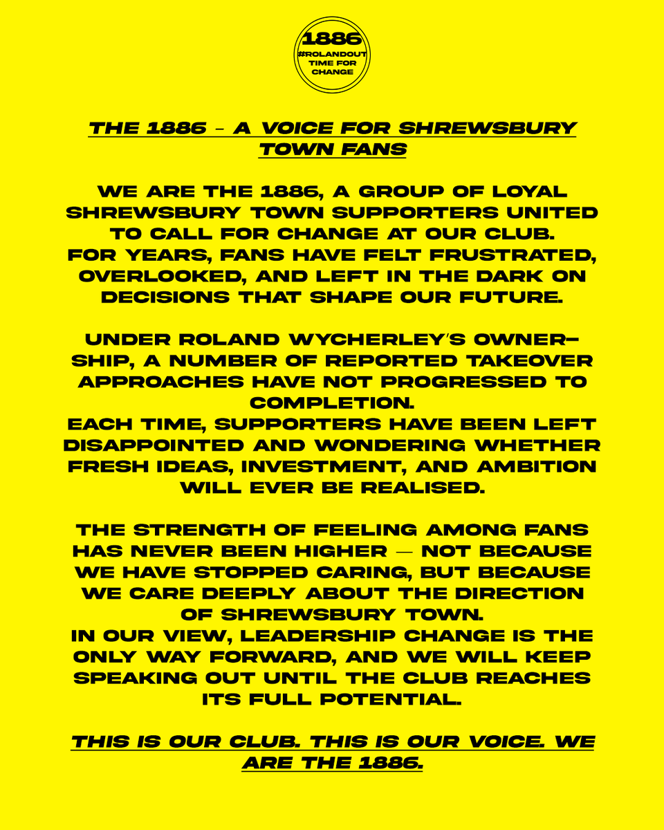 A statement | The 1886

#salop #rolandout #stfc