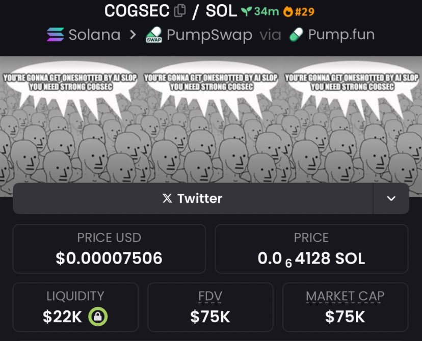 gridalpha0's tweet photo. Dropped $COGSEC at $75K Mcap in my private Telegram group! 🚀🔥

Positioned early for the next big surge.

 #CryptoBoom #TokenRush #DeFiHype #AltcoinWave #CoinFrenzy #GemSniper https://t.co/d4iyRodvRF